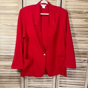 Sellecca Red Women's Long Sleeve One Button Blazer Vintage Size 18